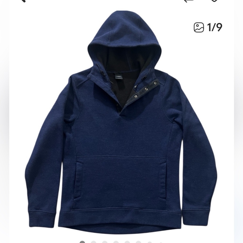 Men’s NAU Randygoat Hoodie Merino Wool S navy euc